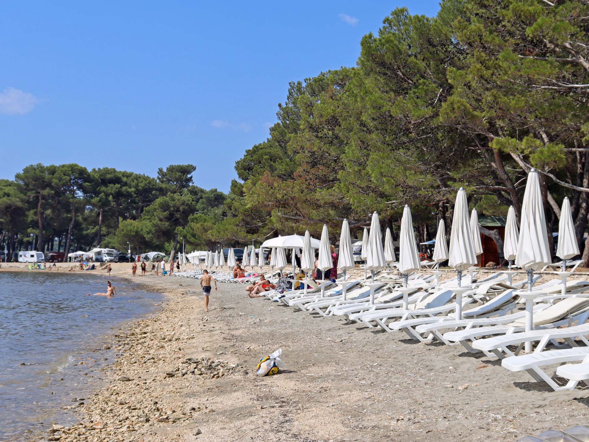 Beautiful bay beach in Medulin, Istria, Croatia near Villa Viva
