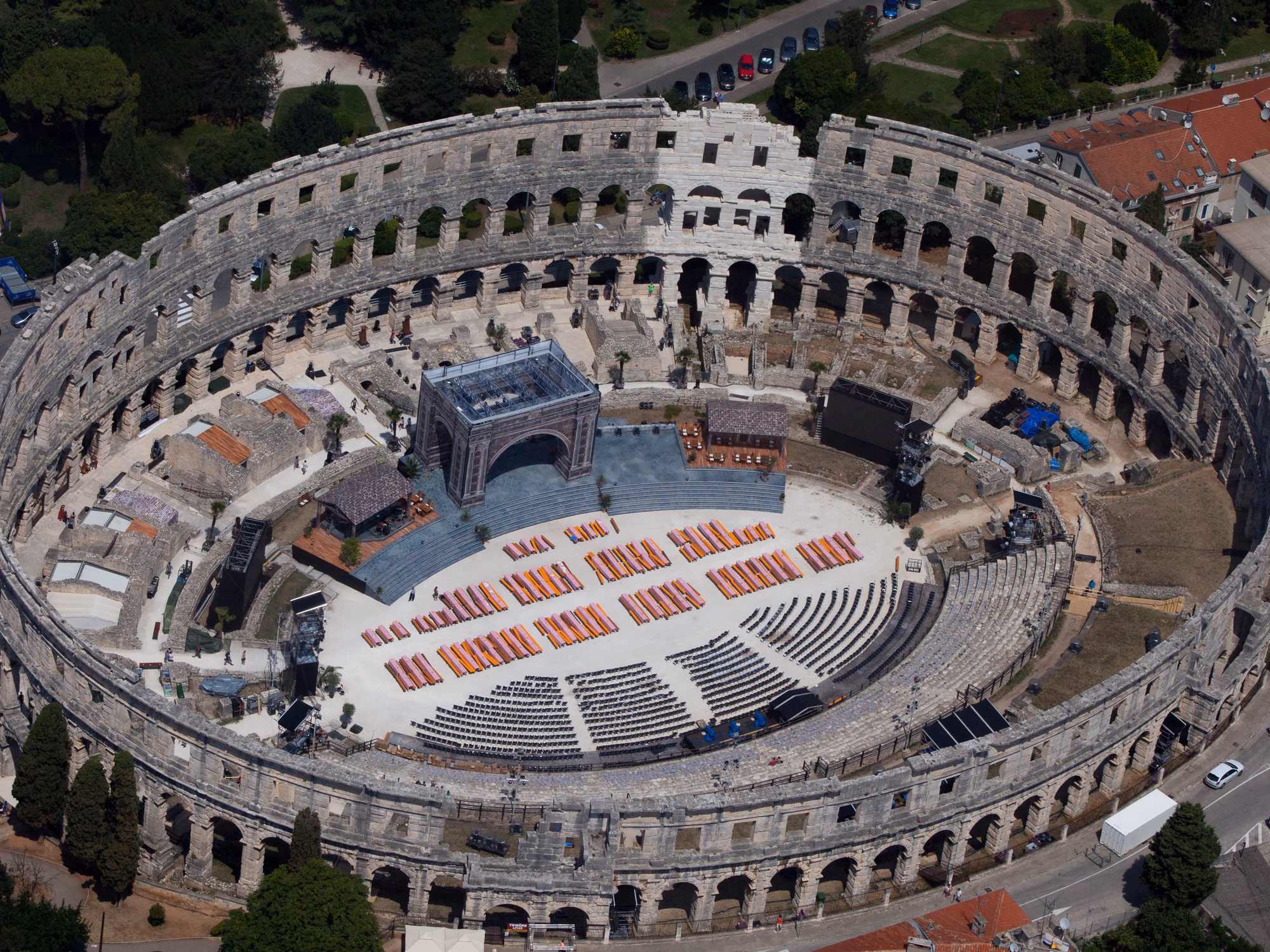 Ancient Roman amphitheatre Arena in Pula, Istria, Croatia